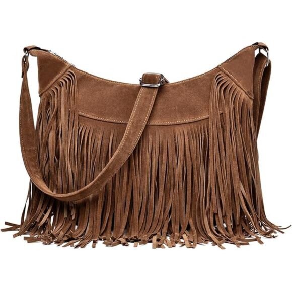 Fringe Hobo Bags for Women Vintage Suede Crossbody Bag Hippie Western Cowgirl - Picture 7 of 7